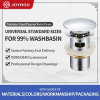 Joyhoo 1 1/4 Évier de salle de bain en acier inoxydable 8 CM avec siphon clic-clac en alliage de zinc et vidange pop-up avec trop-plein