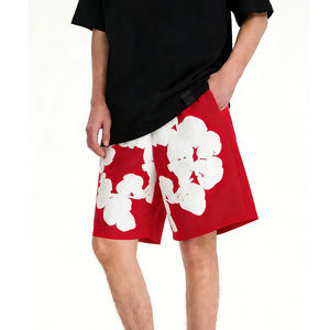 Almacén de EE. UU. 2026 Moda Masculina Pantalones Cortos de Mezclilla de Algodón con Estampado de Demonio y Efecto Rasgado 1.1 Flower - Product Image 1