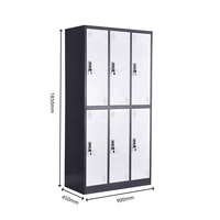 Casier métallique à 6 portes pour le personnel de la salle de sport et les étudiants, idéal pour les vestiaires et le rangement des vêtements de travail.