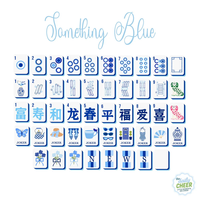 Tuiles de Mahjong Américaines Thème Bleu Premium en Acrylique Multicouche 160 Pièces pour Soirées Jeux à Domicile