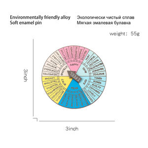 Pin de solapa giratorio grande, fabricante personalizado, I Feel Happy Sad, Mad, divertido, esmalte duro, disponible - Product Image 3