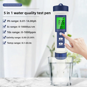 Détecteur de qualité de l'eau multifonctionnel 5 en 1 numérique TDS/EC/PH/TEMP/Oxygène dissous/Turbidité, testeur d'eau multiparamètres super performant - Product Image 5