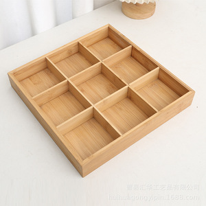 Solid wood nine-compartment <b>tray</b>, wooden grid <b>storage</b> box, multi-compartment wooden box, nine-compartment nut and succulent - Product Image 3