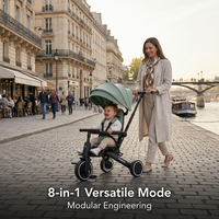 Tricycle Pliant 8-en-1 Personnalisé OEM pour Enfants, Valise de Transport Incluse, Certifié EN71 ASTM CE, Siège à Haute Valeur de Revente