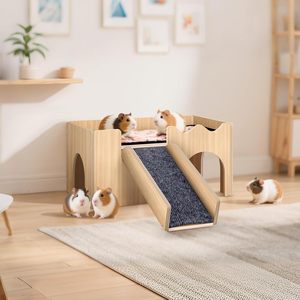 Hamster House Wooden Rectangle Indoor Hideout With <b>Slide</b> For <b>Small</b> Pets - Product Image 4