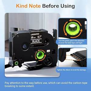 Cinta de Etiquetas Negra de 18 mm TZe-345 Compatible con <span class=keywords><strong>Brother</strong></span> P Touch TZ, Cinta de 18 mm 0.7 Laminada Blanca sobre Negra - Product Image 6