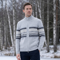 Pull pour homme. Pull en laine mérinos à fermeture éclair intégrale, respirant et chaud, col montant, vente en gros, pull d'hiver, étiquette et logo personnalisés