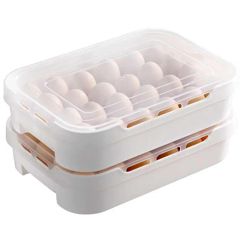 درج ثلاجة سميك كبير السعة لتخزين البيض مغطى صندوق تخزين البيض الطازج مزود بدرج