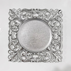 Assiettes de service carrées dorées de haute qualité, réutilisables, écologiques, <span class=keywords><strong>en</strong></span> <span class=keywords><strong>plastique</strong></span>, pour la décoration de mariage et de fête - Product Image 2