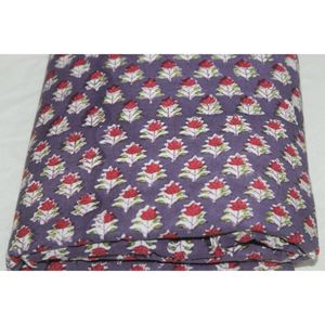 Tela Ligera Hecha a Mano en India con Estampado Sanganeri para Ropa, Edredones, Bufandas, Vestidos, Cortinas y Materiales de Tapicería - Product Image 4