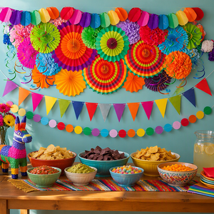 3D Wall Hanging <b>Paper</b> Folding <b>Fan</b> Flowers Birthday Party Backdrop Decoration Set - Product Image 5