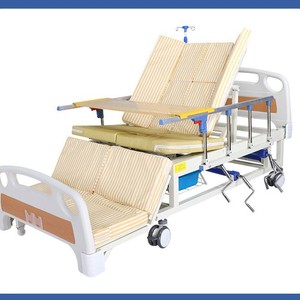 Lit médicalisé manuel Mz 486 en acier inoxydable pour soins aux personnes âgées, avec dossier et barrières latérales réglables - Product Image 4