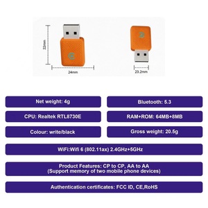 Adaptador Inalámbrico CarPlay 2 en 1 Naranja - <span class=keywords><strong>Dongle</strong></span> de Navegación Rápido y Estable para iPhone, <span class=keywords><strong>Samsung</strong></span>, Huawei, Xiaomi - Product Image 6