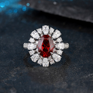 Vivid Red <span class=keywords><strong>Ruby</strong></span> Halo engagement Ring 14k vàng trắng vvs moissanite đầy đủ kim cương đám cưới bạc ban nhạc nhẫn đồ trang sức mỹ cho phụ nữ - Product Image 4