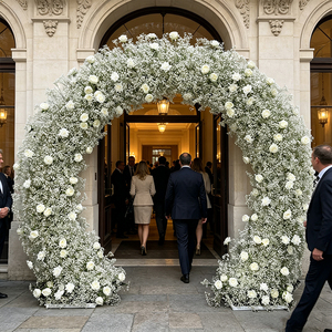Arco Floral Redondo de Rosas Blancas Densas, Realistas, de Seda, Marco de Flores Artificiales para Bodas y Tableros de Bienvenida de Graduación - Product Image 3