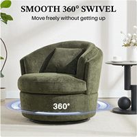 Fauteuil d'appoint pivotant à 360 degrés Fauteuil en tonneau vert confortable avec oreiller pour salon, chambre ou salle de lecture
