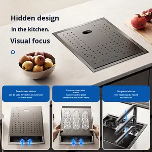 Fregadero อ่างล้างจานขนาดเล็กทำจากสเตนเลสสตีล, อ่างล้างจานขนาดเล็กแบบอเนกประสงค์สำหรับใช้ในครัวใช้ใน304อัจฉริยะใช้ในครัวเรือน - Product Image 4