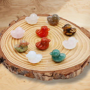 1 pollici pietra naturale intagliato a mano animale anatra pietra preziosa di cristallo per la decorazione per bambini regalo che fa 20x30mm - Product Image 2