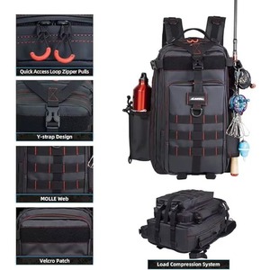 Sac à dos de pêche avec porte-cannes, échantillon gratuit, en tissu Oxford 900D résistant à l'eau, grand sac de rangement pour matériel de pêche - Product Image 3