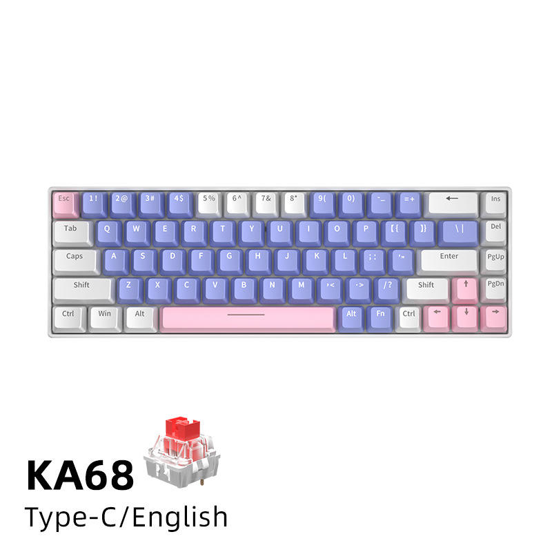 68ปุ่ม/สีม่วงสีขาว [มีสาย] แกนแสงสีแดงผสม