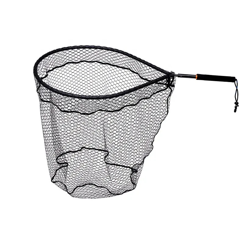 Factory direct sale floating rubber coated netting fishing landing net with 15kg scale