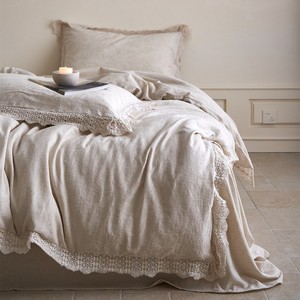 Juego de Ropa de Cama de Lino y Algodón con Encaje Estilo Francés, Transpirable y Agradable para la Piel, para las Cuatro Estaciones - Product Image 2