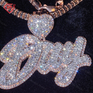 Hiphop Moissanite lettera ciondolo con nome personalizzato carattere artistico 925 argento ghiacciato con ciondolo Moissanite personalizzato - Product Image 6