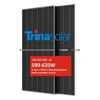 Panneau solaire monocristallin N-Type I- bifacial demi-cellule double verre cadre argenté 590W-620W IP68 J-Box 23% de rendement 110 cellules