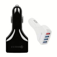 Chargeur de voiture 3A 4 ports QC 3.0 pour Android et IOS à charge rapide - (Noir)