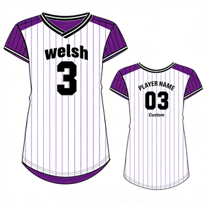 Magliette da Baseball Classiche a Righe con Stampa Digitale e Lettere Cucite Personalizzate a Maniche Corte - Product Image 5