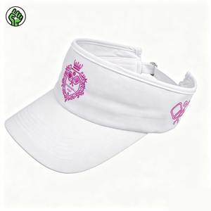 Casquette de sport blanche personnalisable avec logo, broderie rose, visière réglable pour tennis et golf, pour femmes, vente en gros, fabrication de chapeaux - Product Image 1