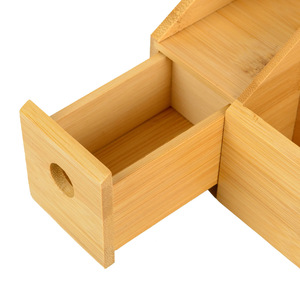 Natural Bamboo Desktop <b>Makeup</b> Organizer With Drawers Multi-functional Storage <b>Box</b> For Cosmetics And Lipstick - Product Image 4