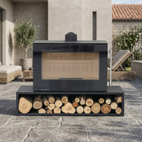 Cheminée autoportante en bois à écran plein en verre certifiée CE, haute efficacité 89%, chauffage 19/23KW pour Villa, Hôtel, Restaurant, OEM ODM