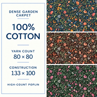 Tissu en popeline de coton floral LNS Dense Garden Carpet, 75 GSM, voile de coton léger tissé pour vêtements