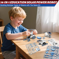 Kit Scientifique Robotique 14-en-1 à Piles ou Solaire, Ensemble de Construction de Robots DIY, Jouet Éducatif STEM pour Enfants