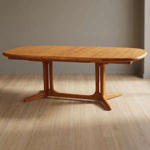 Table à manger minimaliste ovale en bois de Suar pour appartement et salle à manger - Product Image 3