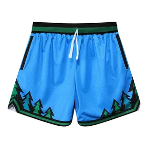 Custom Classic Printed Breathable Basketball Shorts Medium Above Knee Culb Team Men's Embroidery Basketball Shorts With Pockets