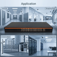 Commutateur PoE TINCAM Gigabit 24 ports avec 2 ports SFP 1000 Mbps en uplink, 1U, montage en rack, 400W, non géré, pour caméra IP CCTV