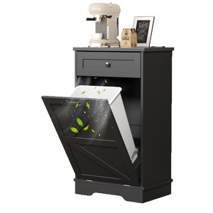 Nuevo armario de almacenamiento de madera multifuncional transfronterizo, cubo de basura oculto para cocina doméstica, armario de basura inclinable de madera maciza - Product Image 5