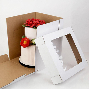 Wholesale pink wedding favor designs round cylinder square packing for 10 12" inch tall cheese cake paper box with clear window