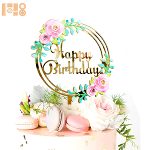 Nouveau Design Miroir Or Joyeux <span class=keywords><strong>Anniversaire</strong></span> Acrylique Gâteau Topper Couleur Impression pour Noël Graduation Pâques Occasions - Product Image 4