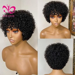 Jerry Curly Short for <strong>Fringe</strong> Virgin <strong>Brazilian</strong> Remy Human Hair <strong>Wigs</strong> Bangs for Lace Front Machine Made Highlight Honey Blonde - Product Image 2