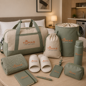 Custom Employee Travel Care Kit With Laundry <b>Bag</b> Tote Slippers Towel Mug And Notebook For Business Journeys - Product Image 1