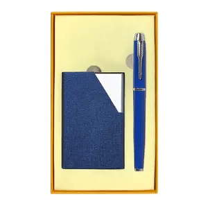 2-in-1 Promotional Metal Pen and Business Name Card Holder Set Christmas Gift Idea