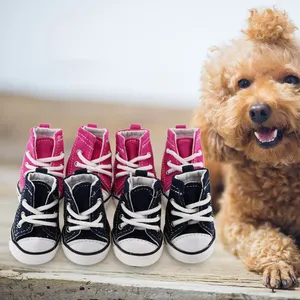 デニム犬の靴スポーツ滑り止めスニーカー犬のブーツのためのカジュアルなペットの靴大型の犬の靴