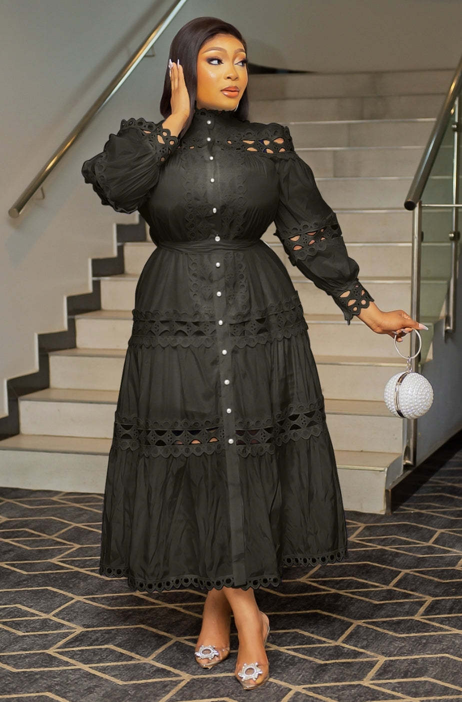 chinese dress ladies Black Lace Sleeveless Evening Sexy Shift Curvy Dress Women Plus Size   Pineapple Clothing Staging