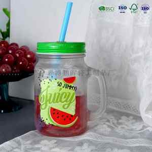 Cung cấp số lượng lớn ly cà phê thủy tinh màu trong suốt, lọ Mason có nắp đậy và ống hút, lọ Mason - Product Image 2