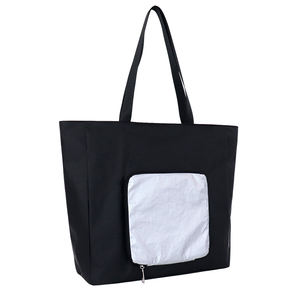 Sac fourre-tout décontracté et tendance avec petite pochette amovible, en Tyvek, fermeture éclair, design color-block, écologique, style minimaliste, prêt pour l'été - Product Image 2