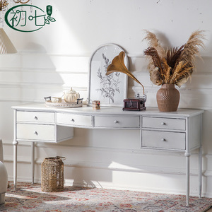 French Style <b>Console</b> <b>Table</b> <b>Marble</b> Top White Entryway Living Room Furniture - Product Image 2