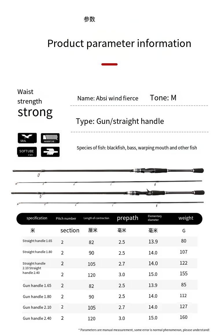 Section Ultralight Bass Casting Spinning Fishing